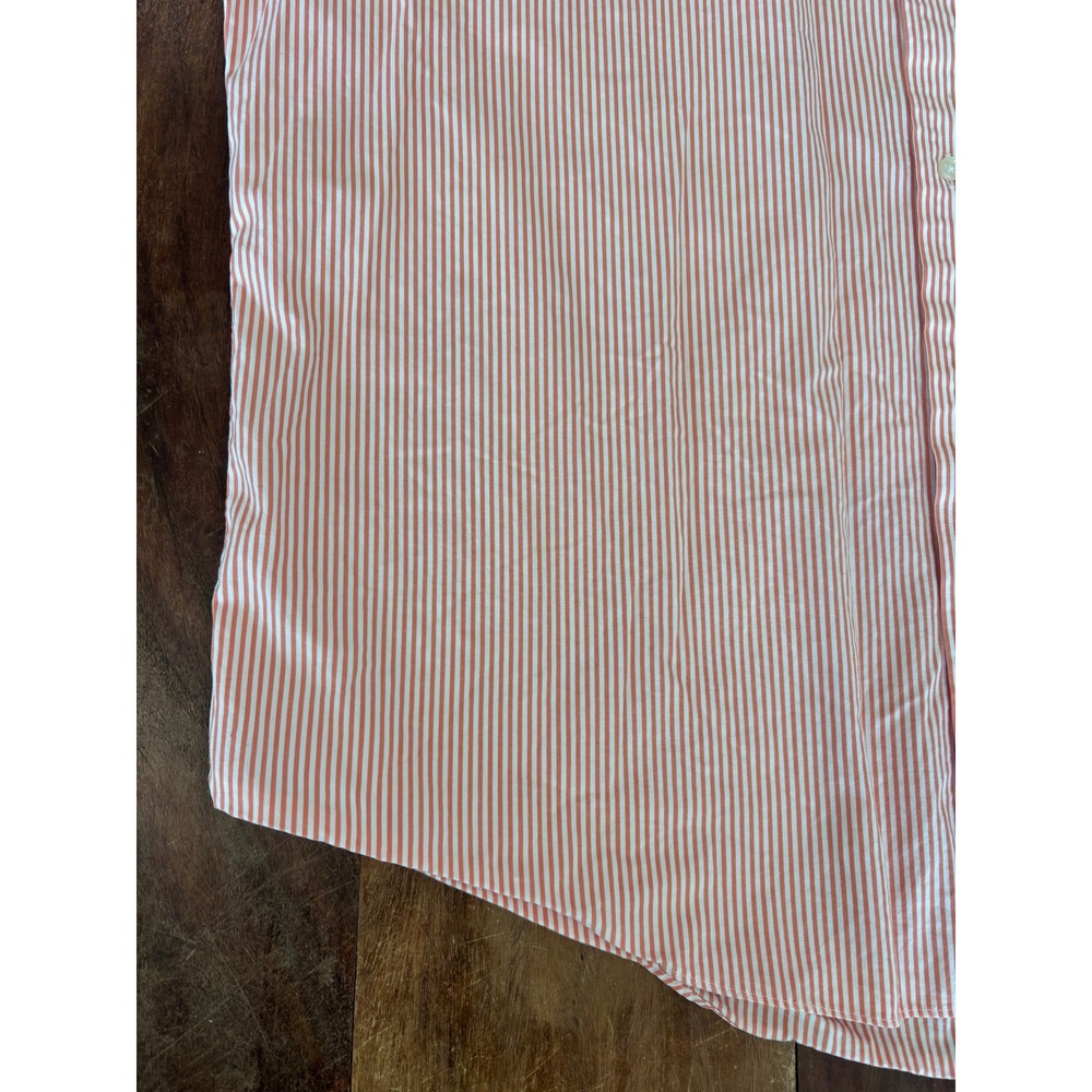 LANDS' END button down shirt mens XL orange white pinstripe short sleeve cotton - Picture 13 of 14